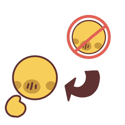  An emoji-yellow person pointing to themselves with an arrow going from a crossed out emoji-yellow person to them